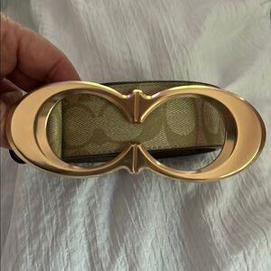 Coach Gold and Tan Designer Belt